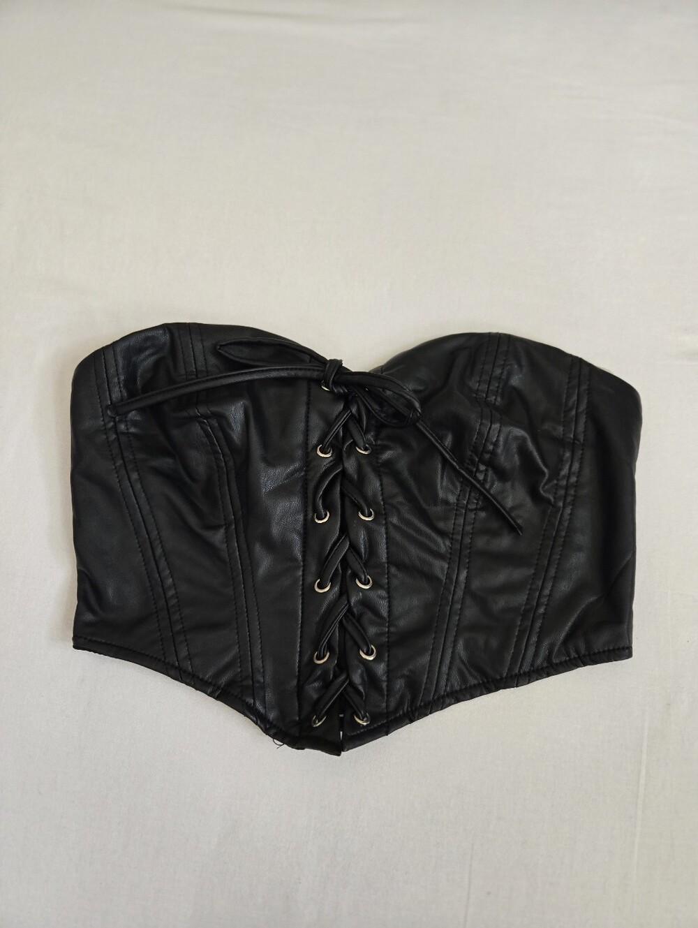 Blashe Nwt Corset Crop Top Lace Up Black Vegan Faux Leather M Baddie Whimsigoth